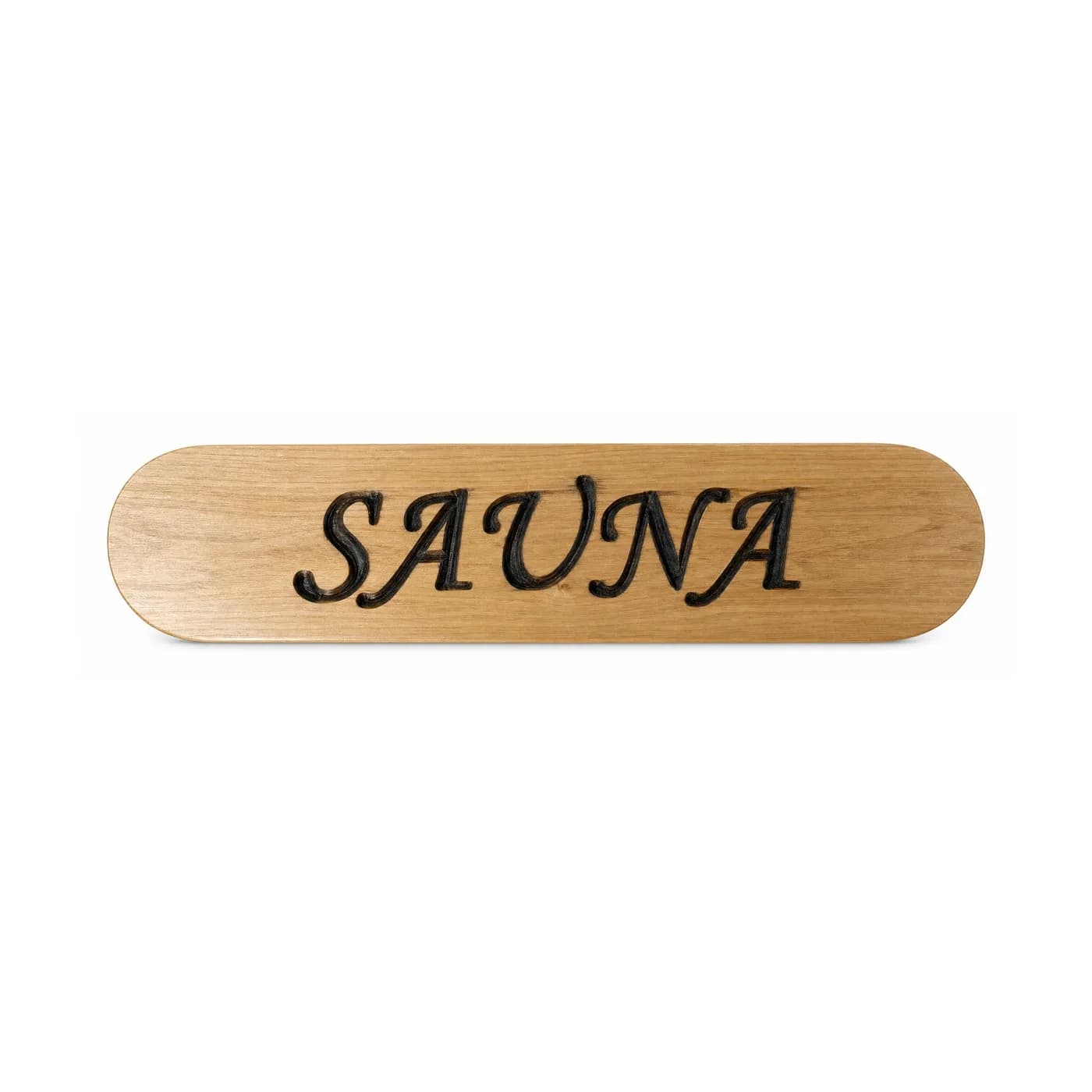Tabliczka drewniana z napisem SAUNA